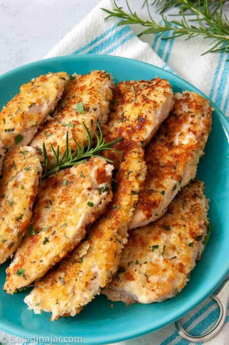 Pan-Fried Breaded Chicken Tenders with Rosemary and Parmesan