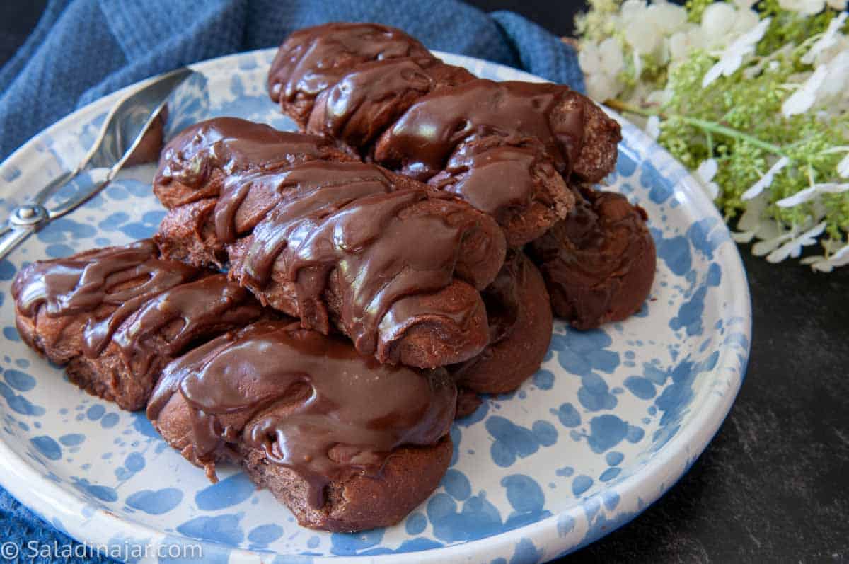 Chocolate Cinnamon Twists on a serving plate