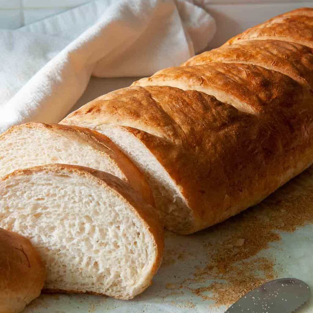 sliced french bread made in a bread machine