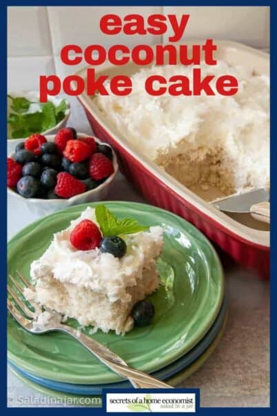 Pinterest image for Easy Coconut Poke Cake