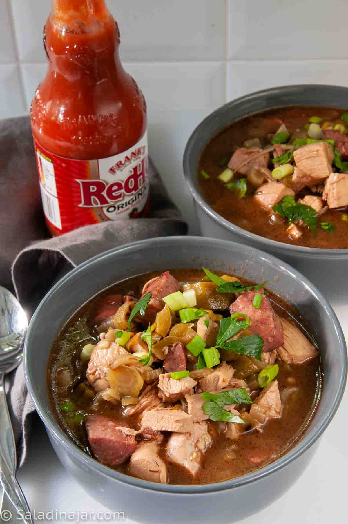 two bowls of Chicken Gumbo without tomatoes