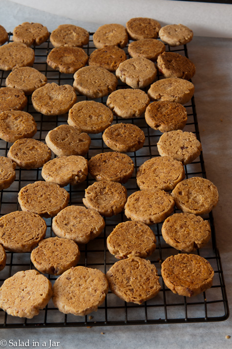 setting up cookies for dusting with powdered sugar