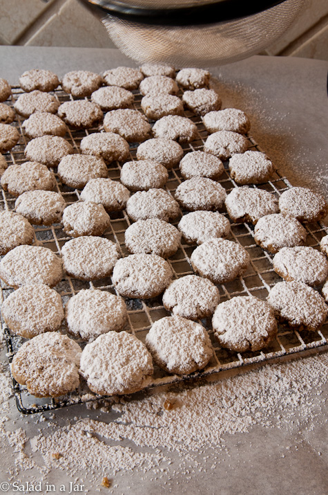 using a sieve to cover the reverse side of cookies