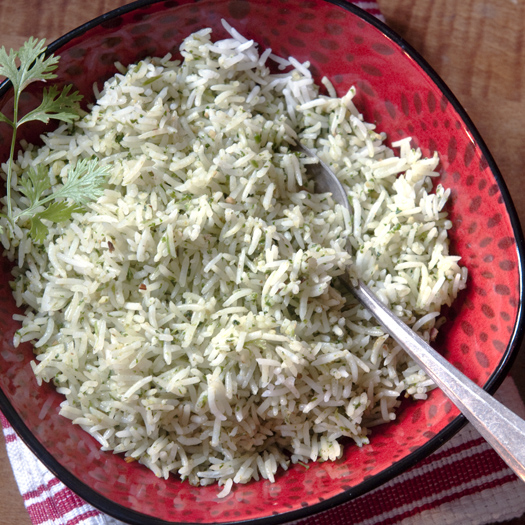 basmati rice with cilantro pesto