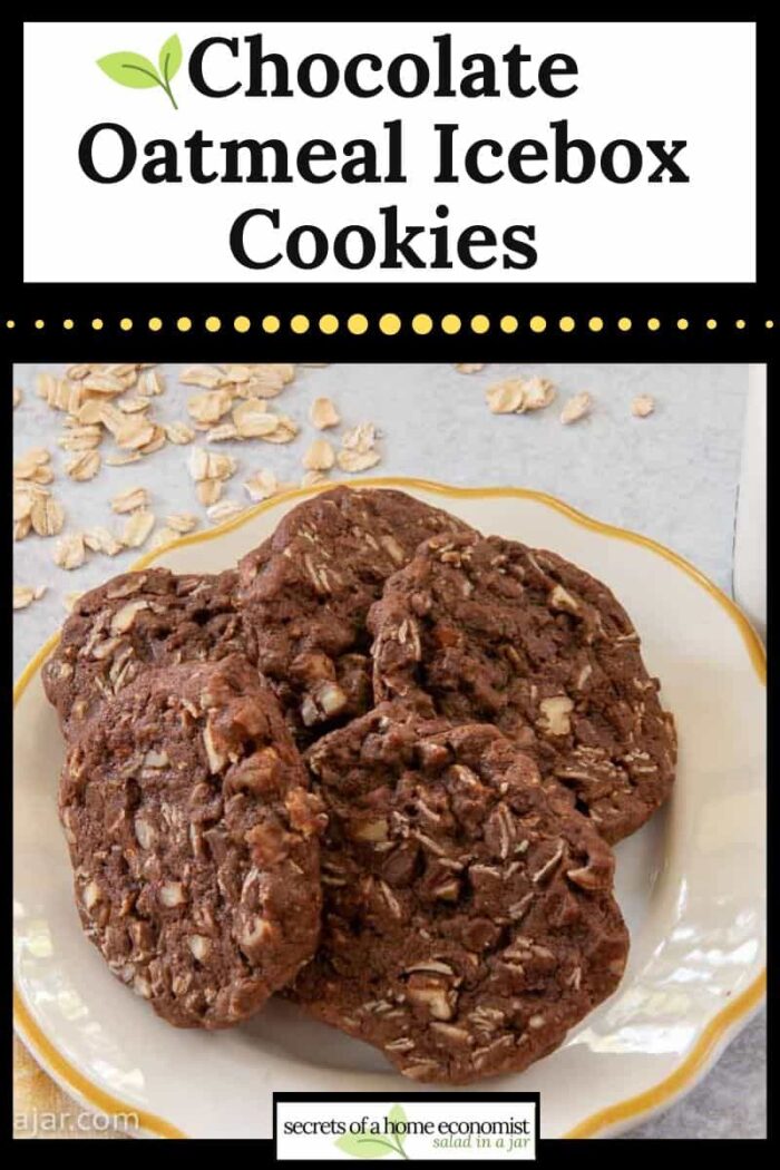 Pinterest Image for Chocolate Oatmeal Icebox Cookies