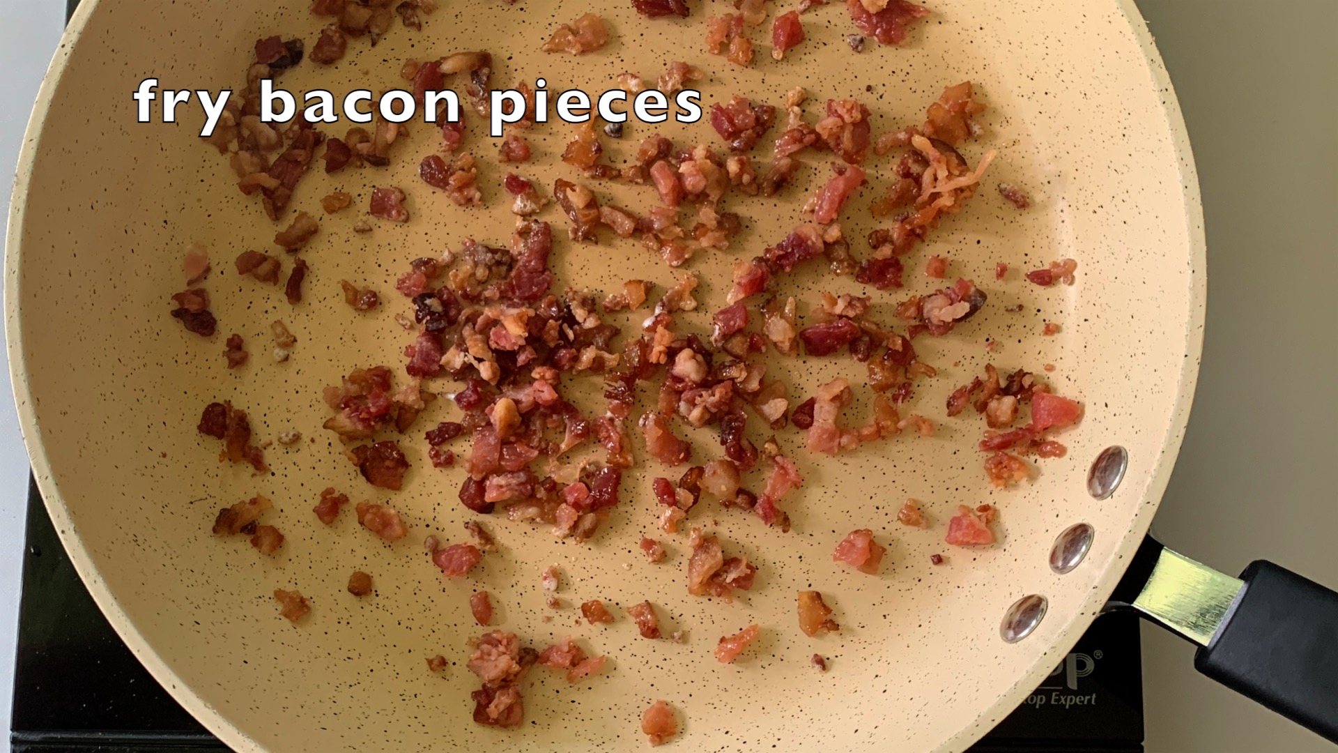 frying bacon cut into pieces