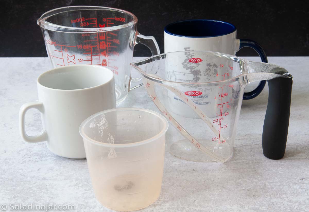 various cups that are not good to measure flour