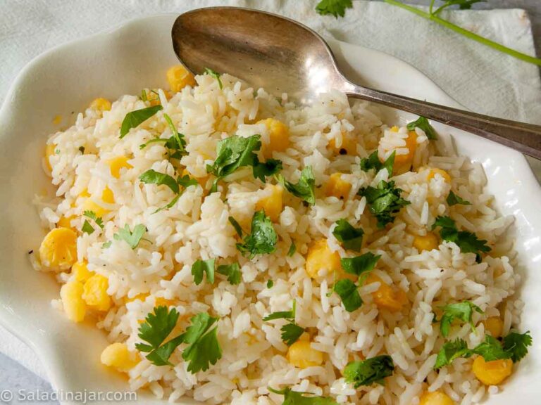 Easy Cilantro Hominy Rice in a Rice Cooker with Video Tutorial