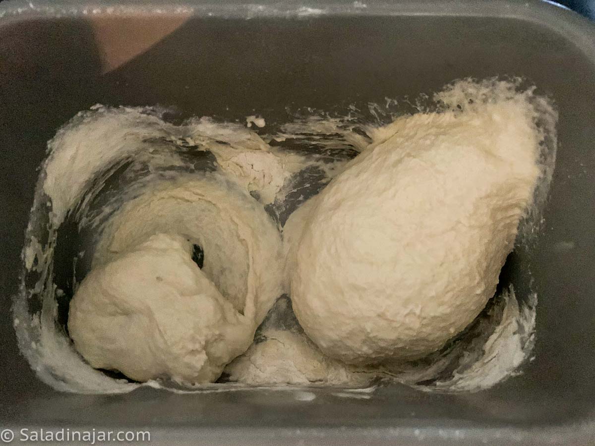 As the dough starts to mix in bread maker