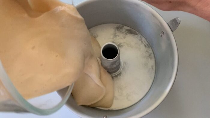 Pour or spoon batter into an ungreased angel food cake pan.