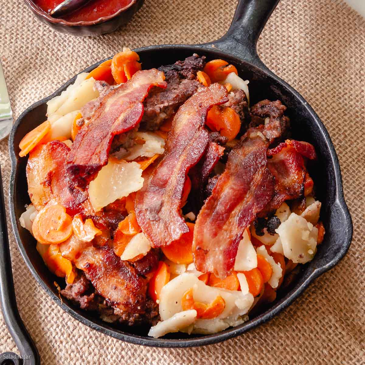 Easy Camping Skillet BBQ Recipe with Ground Meat and Sweet Potatoes