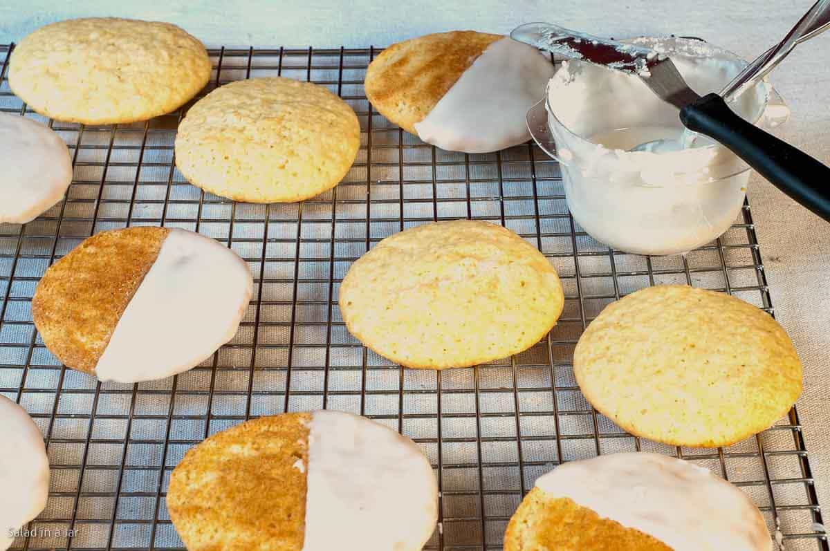 frosting cookies on the flat side.