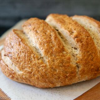 Baked loaf of bread-machine rye bread