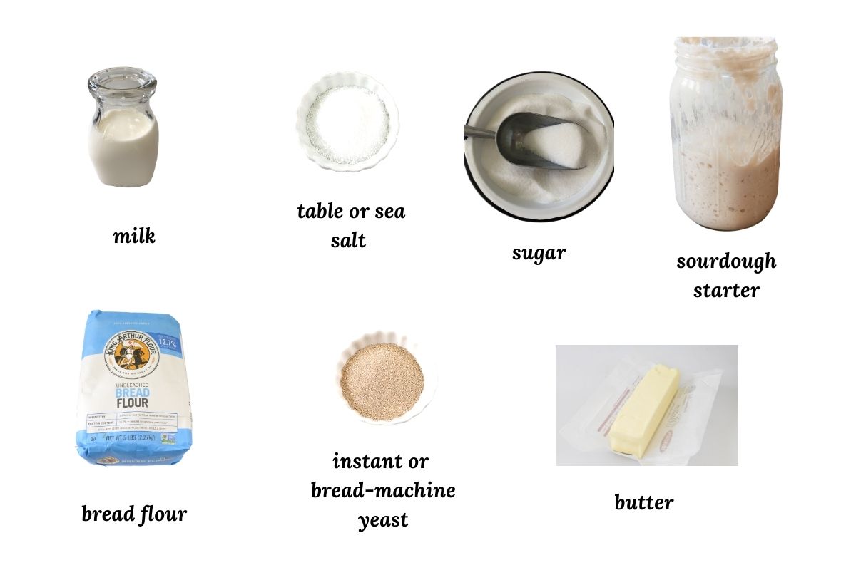 ingredients needed for making sourdough dinner rolls