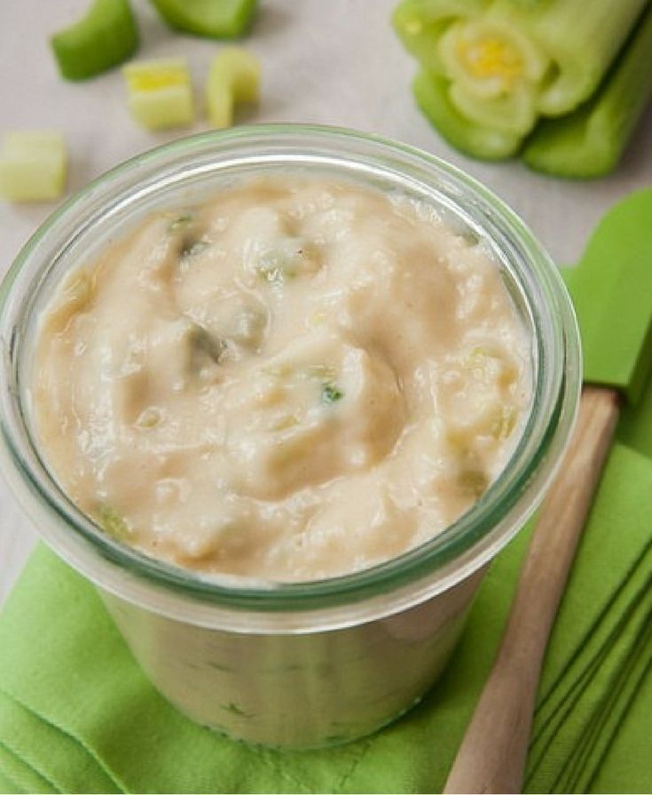 cream of celery soup in a glass jar