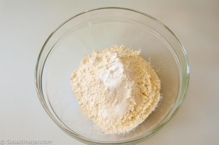 Combine dry ingredients:  Flour, baking powder, and salt.