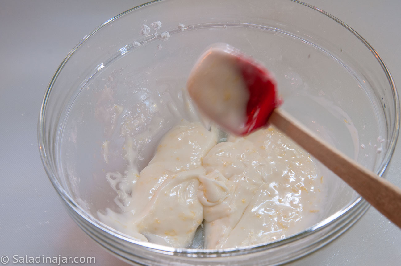 making the frosting.