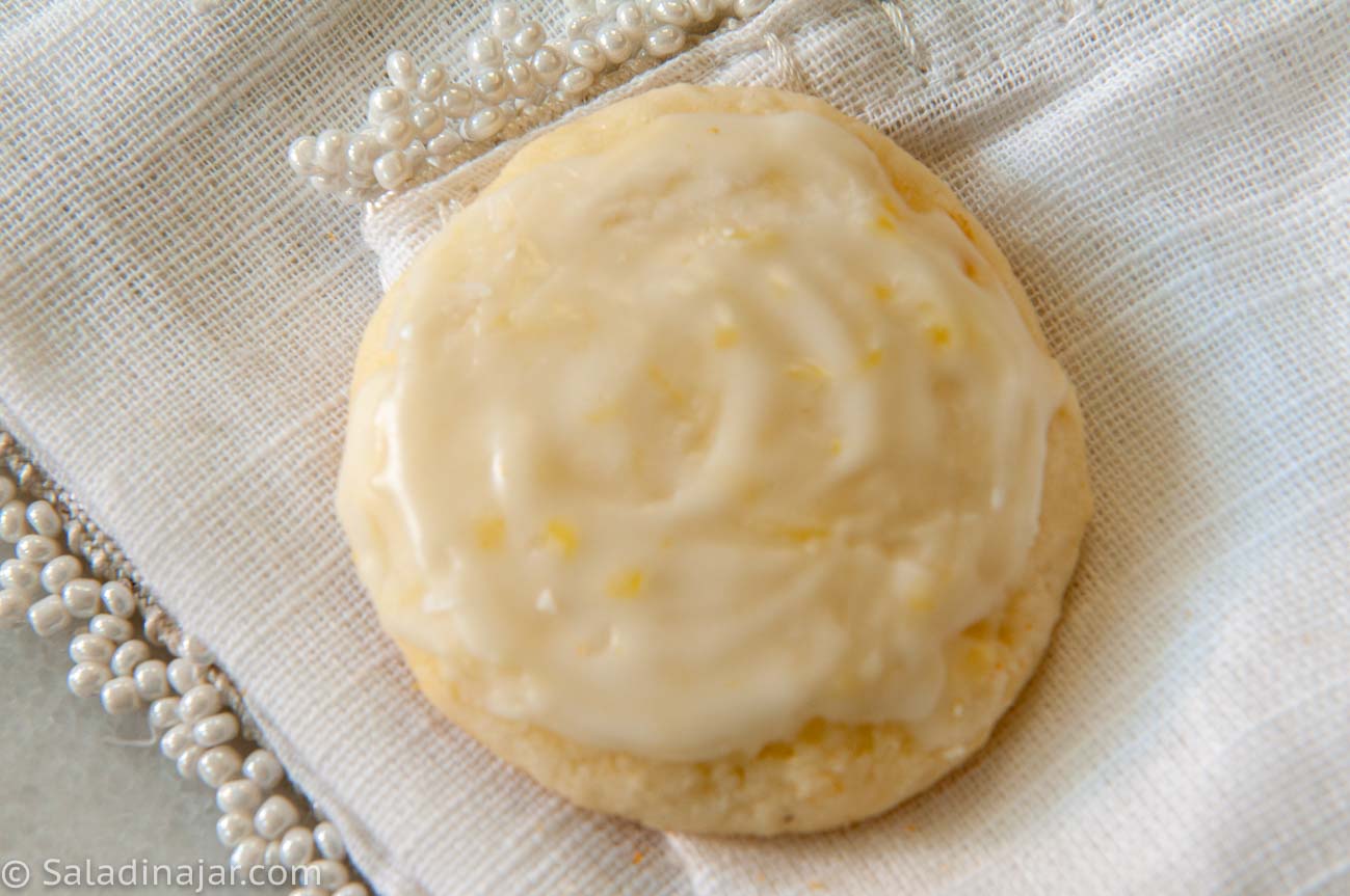 one frosted Greek yogurt cookie