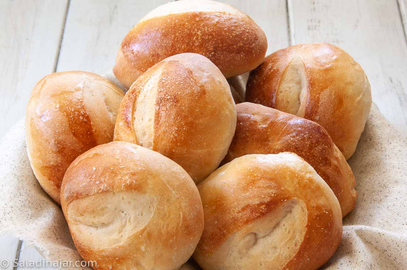 sourdough bread rolls in a basket