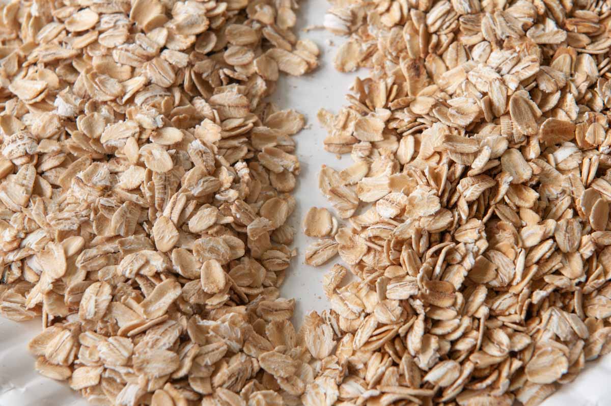 raw and microwave-toasted oatmeal