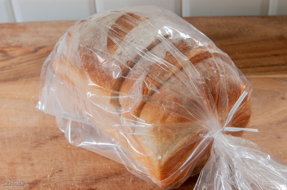 storing loaf in a plastic bag