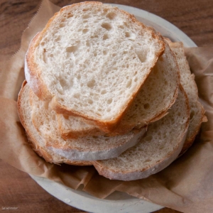 slices of sourdough loaf in a bowl