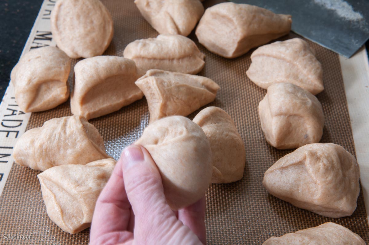 portioning dough and making balls