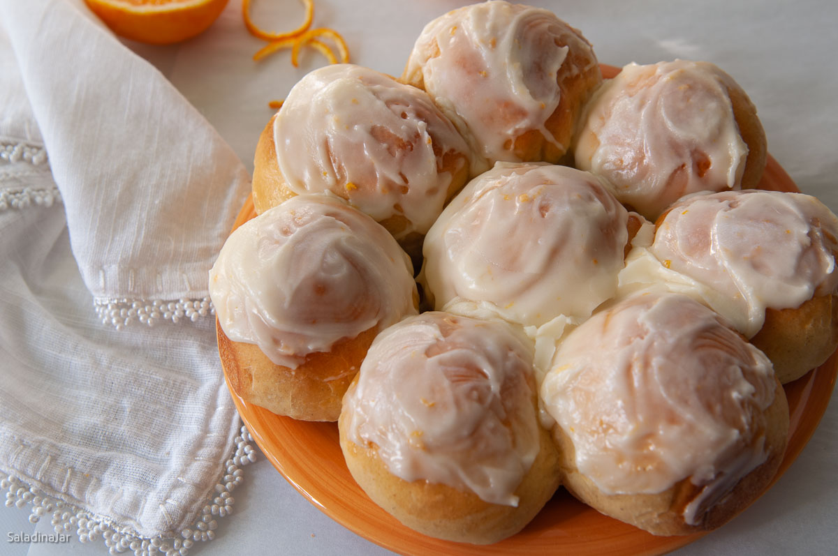 baked orange rolls with glaze