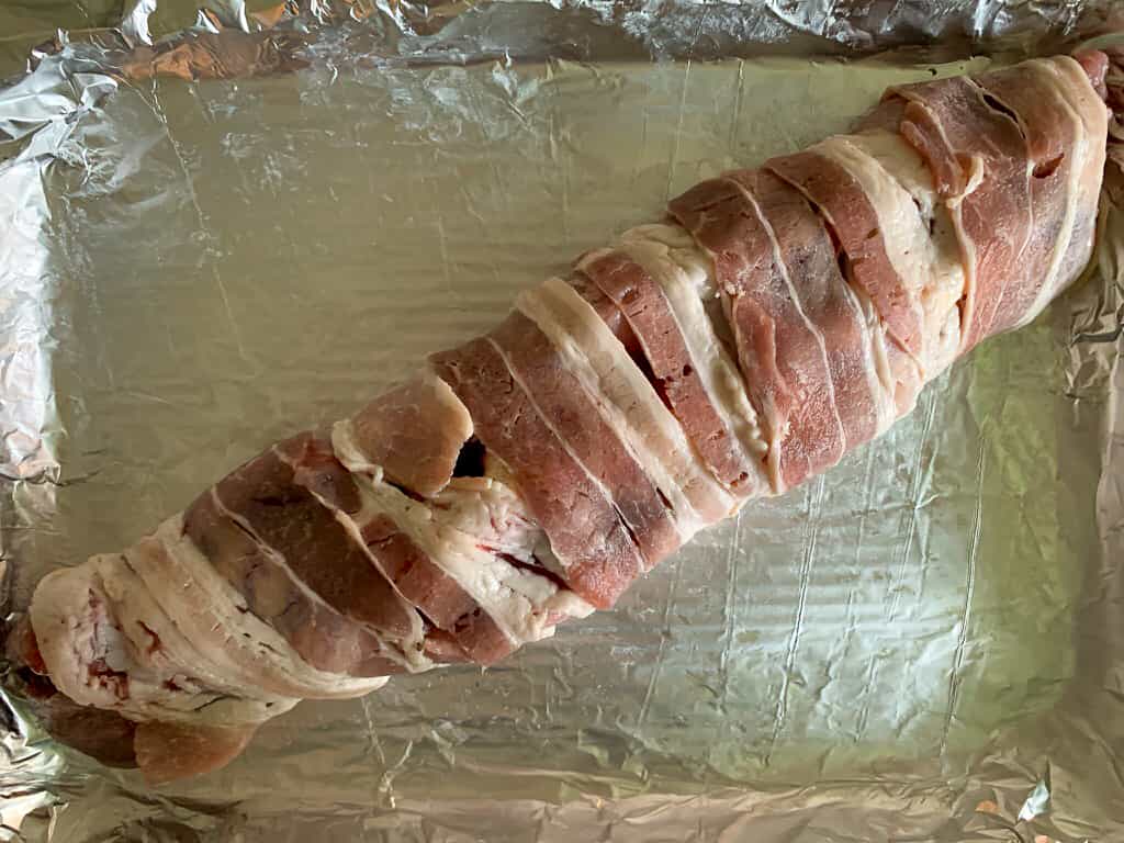 bacon-wrapped tenderloin before baking
