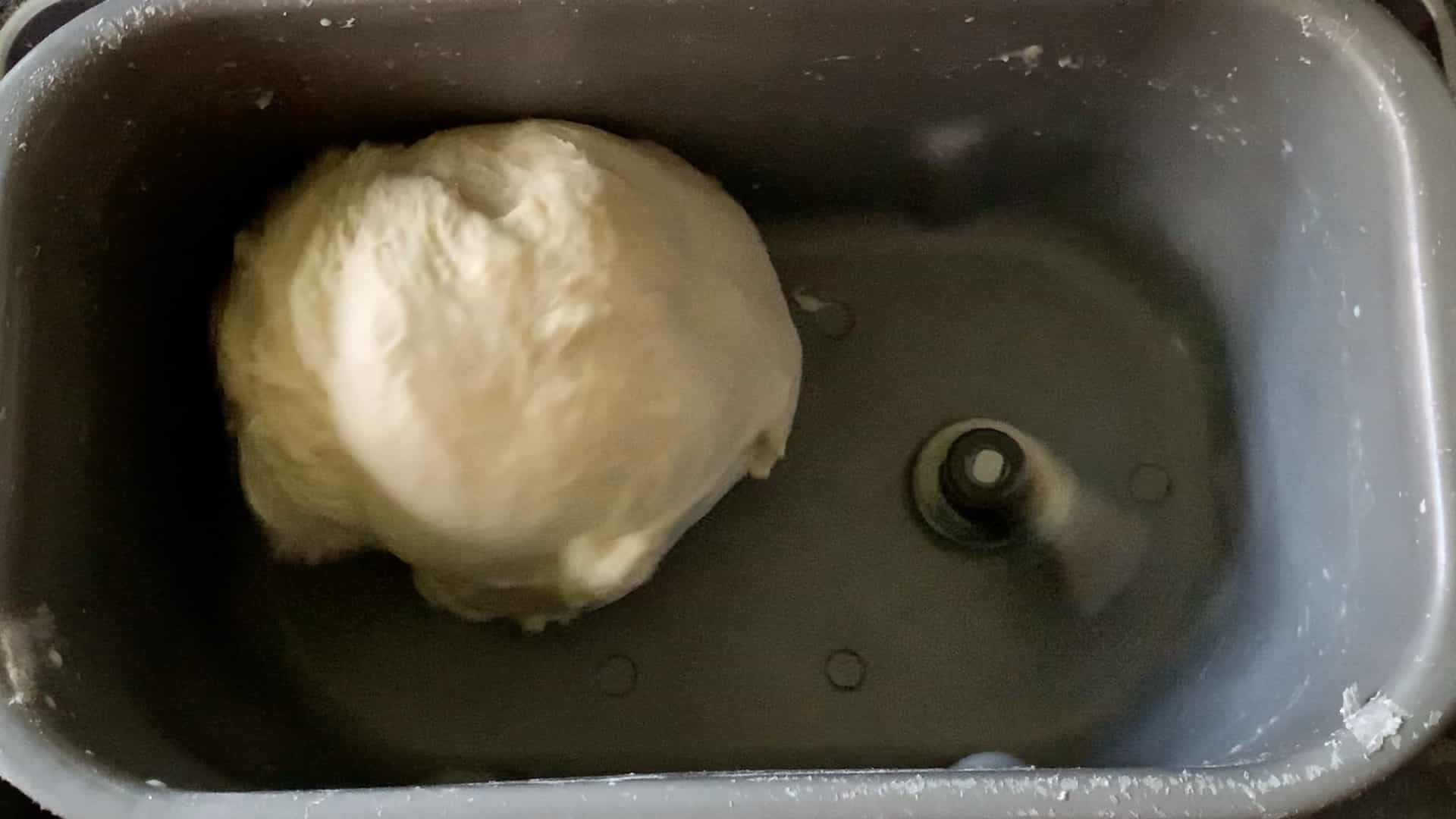 smooth dough that has been kneaded in the bread machine.