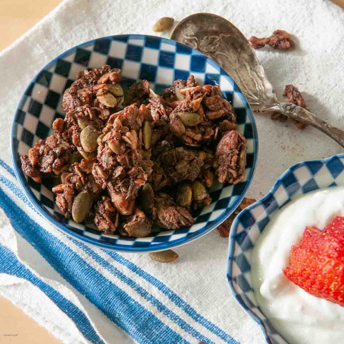 Chocolate Granola Clusters (ready to eat over yogurt and strawberries.