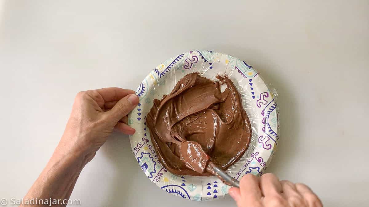 melting nutella and coconut oil
