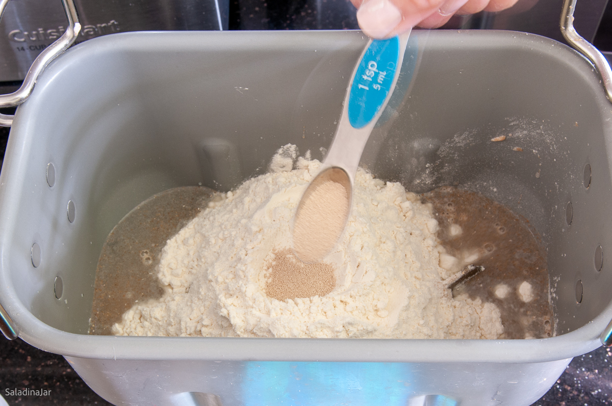 adding yeast last to a bread machine recipe to keep the yeast dry