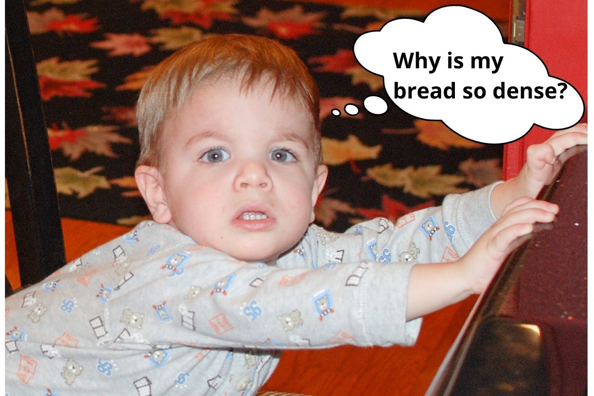 picture of a mad little boy thinking,"why is my bread so dense?"