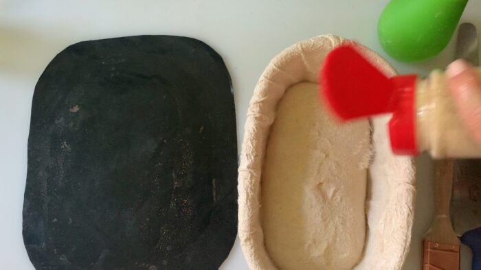 sprinkling semolina flour over the bottom (optional)