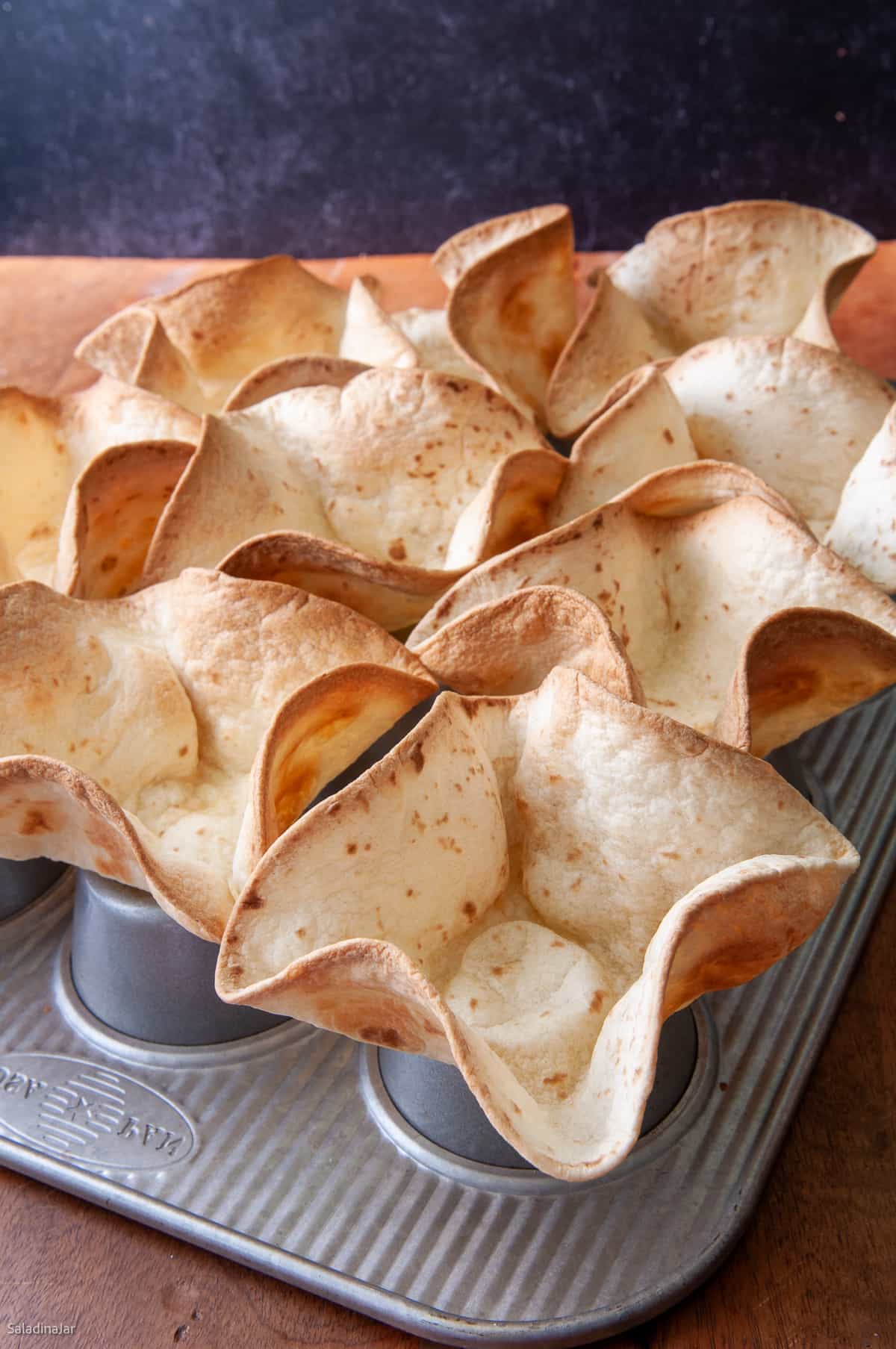 Super-Easy Baked Tortilla Bowls Using Muffin Tins