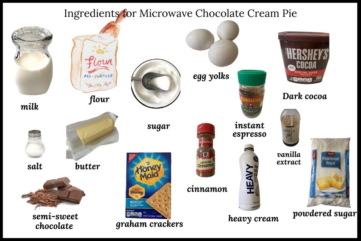 ingredients needed to make a microwave chocolate cream pie