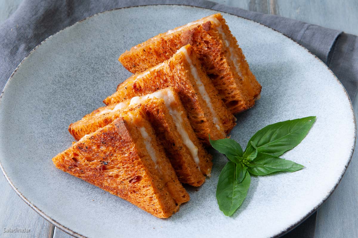 toasted cheese sandwiches made with tomato basil bread