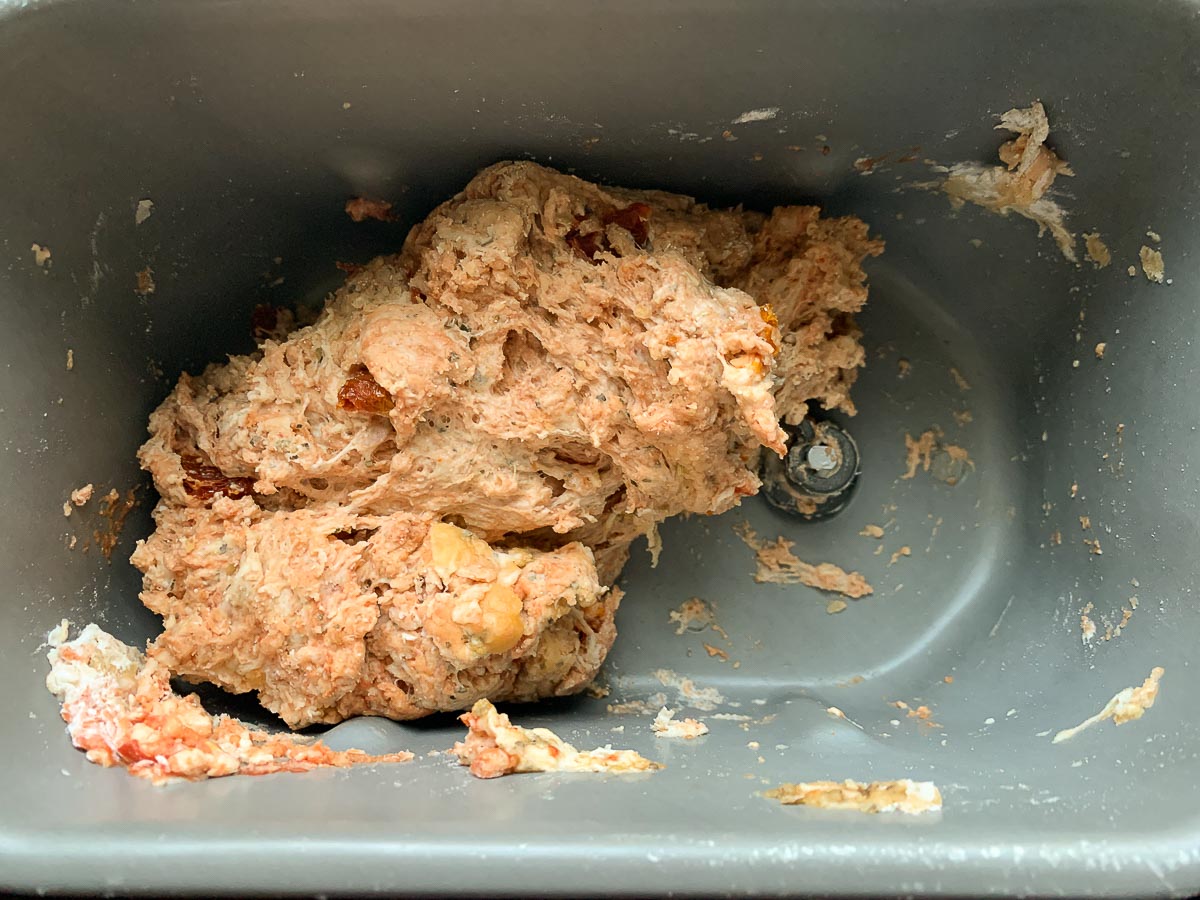 dough mixing in bread machine