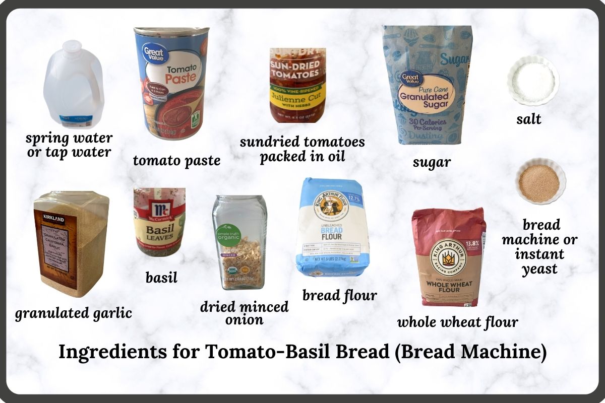 ingredients required to make this tomato bread recipe