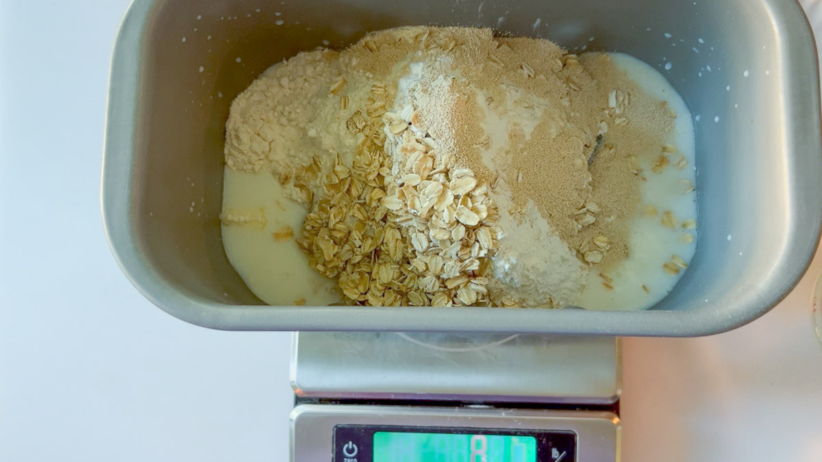 ingredients inside bread machine