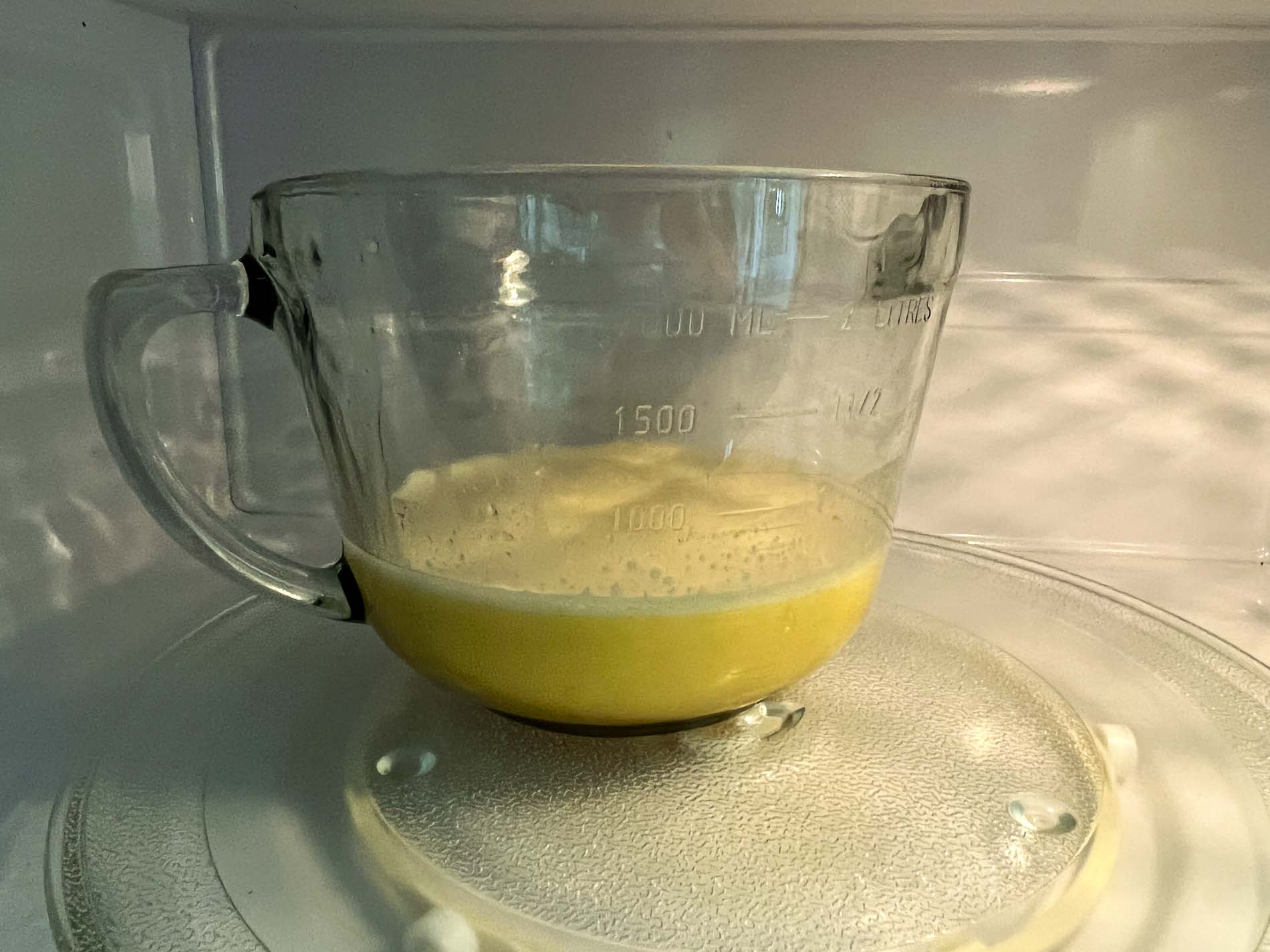  cooking curd mixture in the microwave
