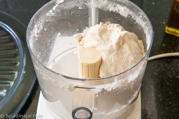 pizza dough in a food processor