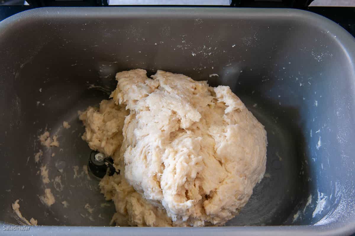 clumpy appearance of dough after the beginning of the DOUGH cycle.