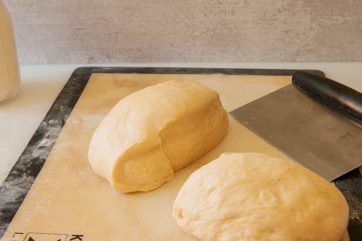 Portioning the dough.