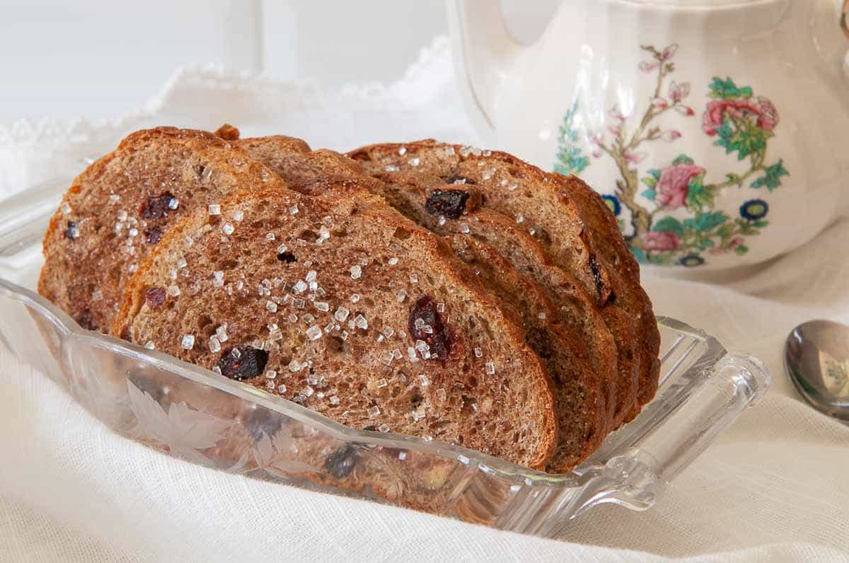 Baked Melba toast in a serving dish.