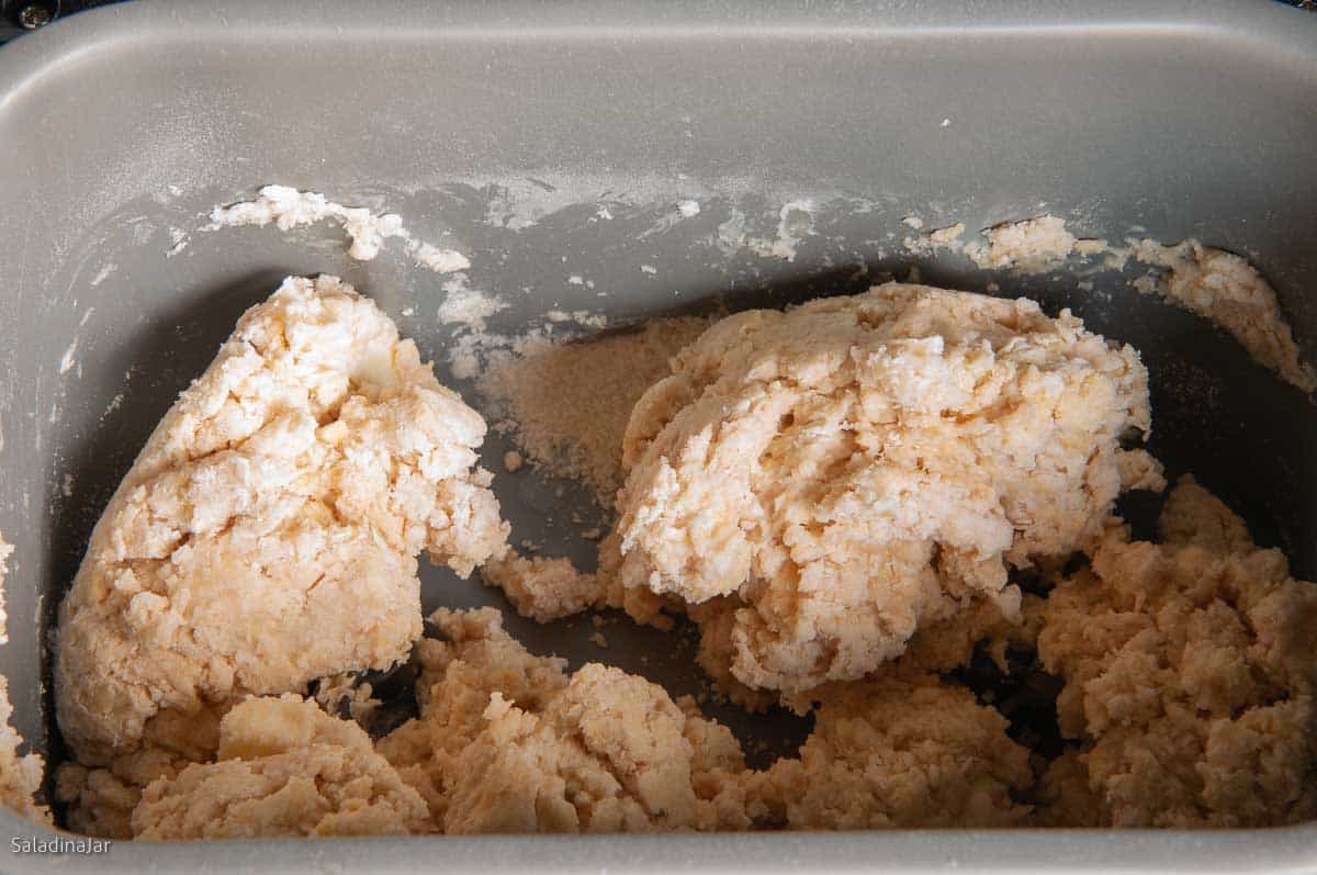 What the dough should look like in the first minute of the kneading phase.