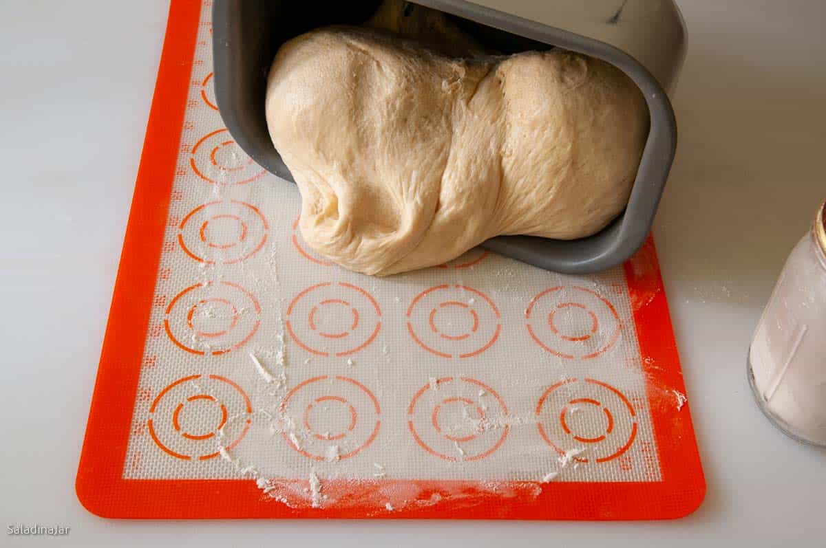 Pull the dough out the bread machine at the end of the DOUGH cycle.