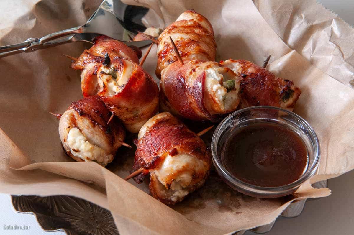 serving chicken bites with bbq sauce.