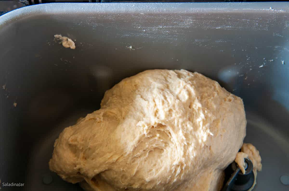 After 15 minutes of kneading the dough should be elastic and soft.